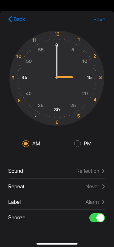 iOS Alarm Interface redesign
