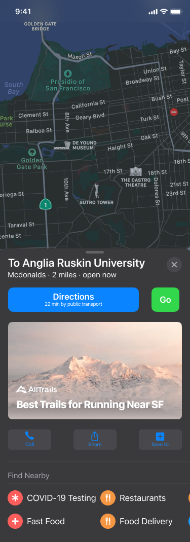 Apple Maps (iOS) interface redesign