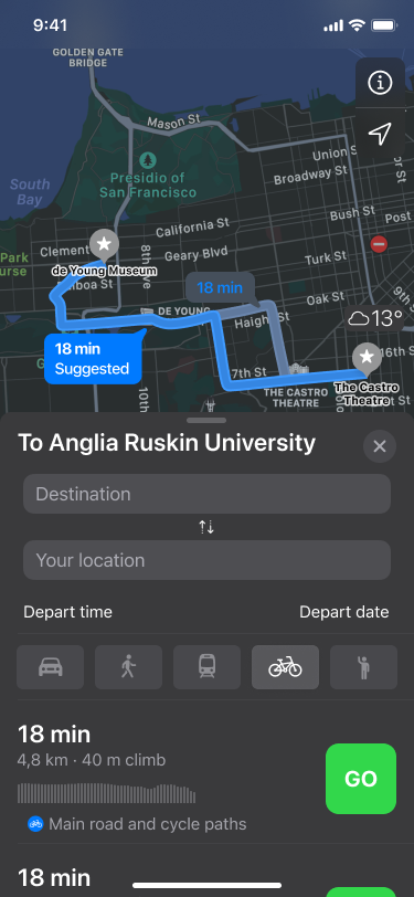 Apple Maps (iOS) interface redesign