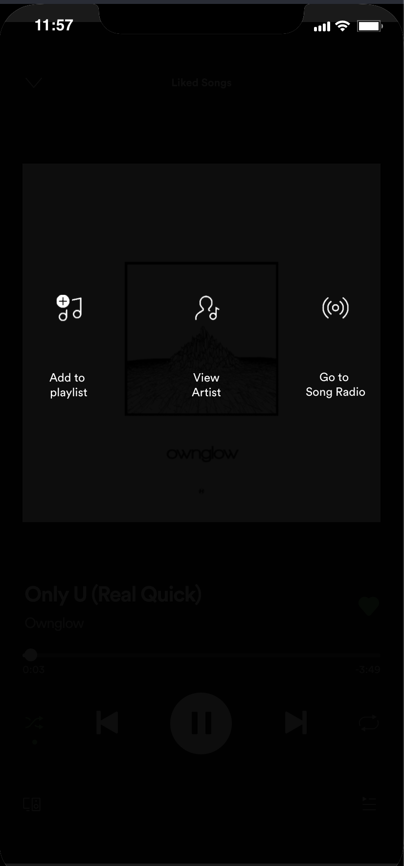 Spotify Now Playing Overflow menu